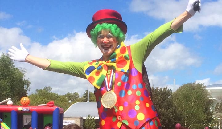 Stilt walker at a famly fun day in Kildare and Dublin providign Children's Entertainment